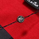 Authentic Hellstar Sport Pullover Hoodie red cotton fabric texture with branded logo authentication tag detail