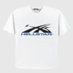 Front view of the Hellstar Sport White T-Shirt featuring a black graphic screen print on 100% cotton vintage fabric.