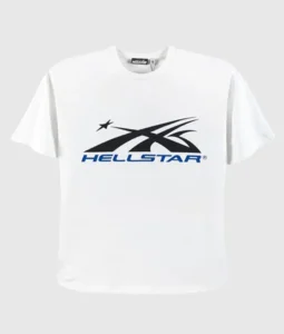 Front view of the Hellstar Sport White T-Shirt featuring a black graphic screen print on 100% cotton vintage fabric.