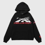 Black Hellstar Sports hoodie featuring signature branding and a graphic screen print on premium fleece fabric.