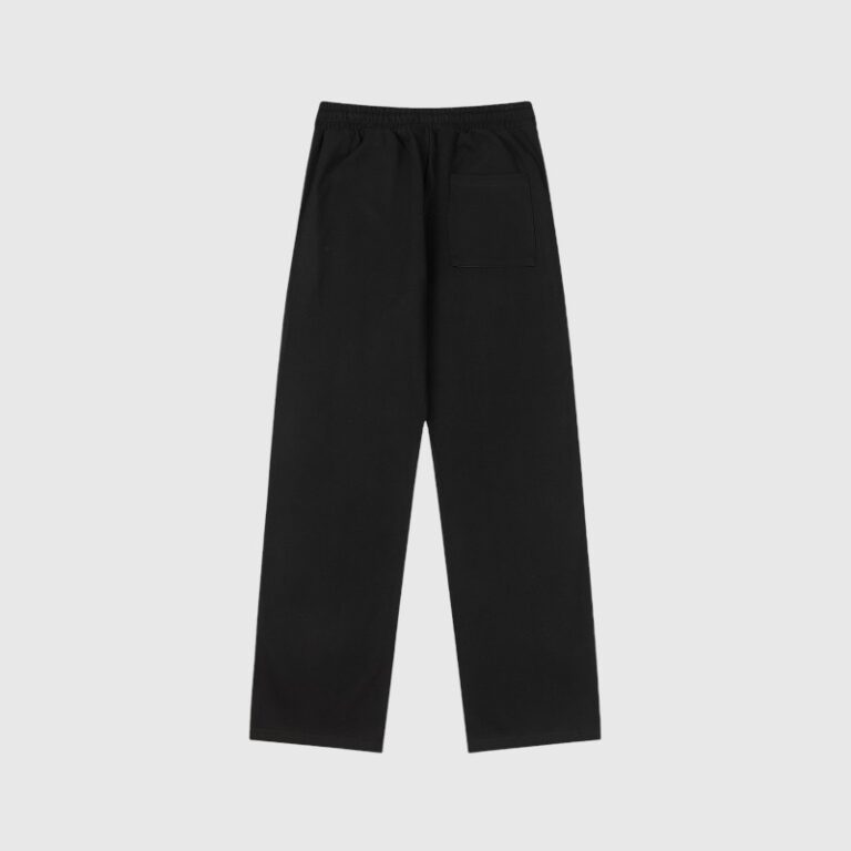 The back view of the black Hellstar Sports sweatpants showing the pocket detail on high-quality fleece fabric.