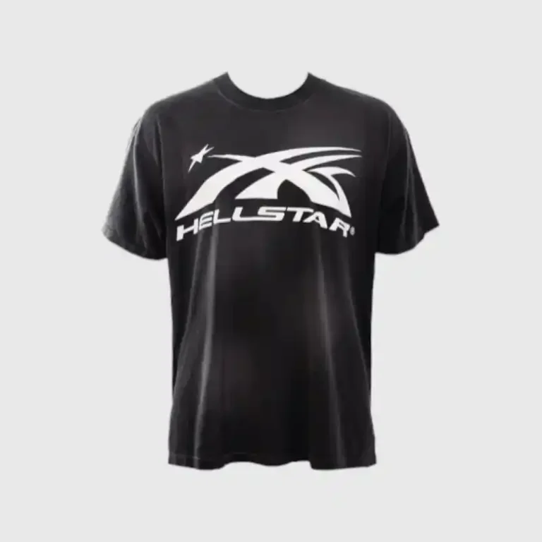 Hellstar Sports Classic T-Shirt in black with a white athletic graphic print on the front of a casual streetwear tee.