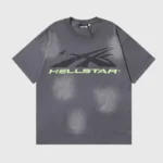 Dark grey Hellstar Sports Core Logo Gel T-Shirt featuring a tactile graphic logo on breathable performance fabric.
