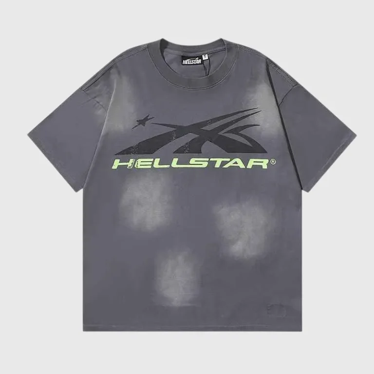 Dark grey Hellstar Sports Core Logo Gel T-Shirt featuring a tactile graphic logo on breathable performance fabric.