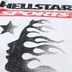 White Hellstar Sports Family t-shirt featuring a black and red graphic print with star and flaming head design.
