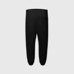 A back view of the black Hellstar Sports Gel sweatpants showcasing the classic athletic fit and comfortable design.