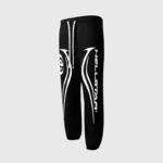 A pair of black Hellstar Sports Gel sweatpants with white graphic branding and drawstring closure for athletic wear.