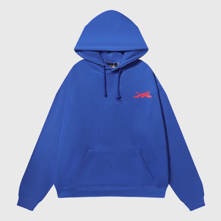 Premium Hellstar Sports Gel Hoodie in vibrant blue featuring a relaxed fit, signature logo, and quality fleece.