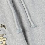 Close-up view of the drawstring detail on the premium grey Hellstar Sports heavyweight fleece sweatpants.