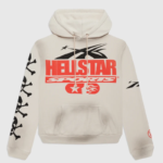 Cream Hellstar Sports If You Don't Like Us Beat Us hooded sweatshirt with black skull sleeve motifs and front graphics.