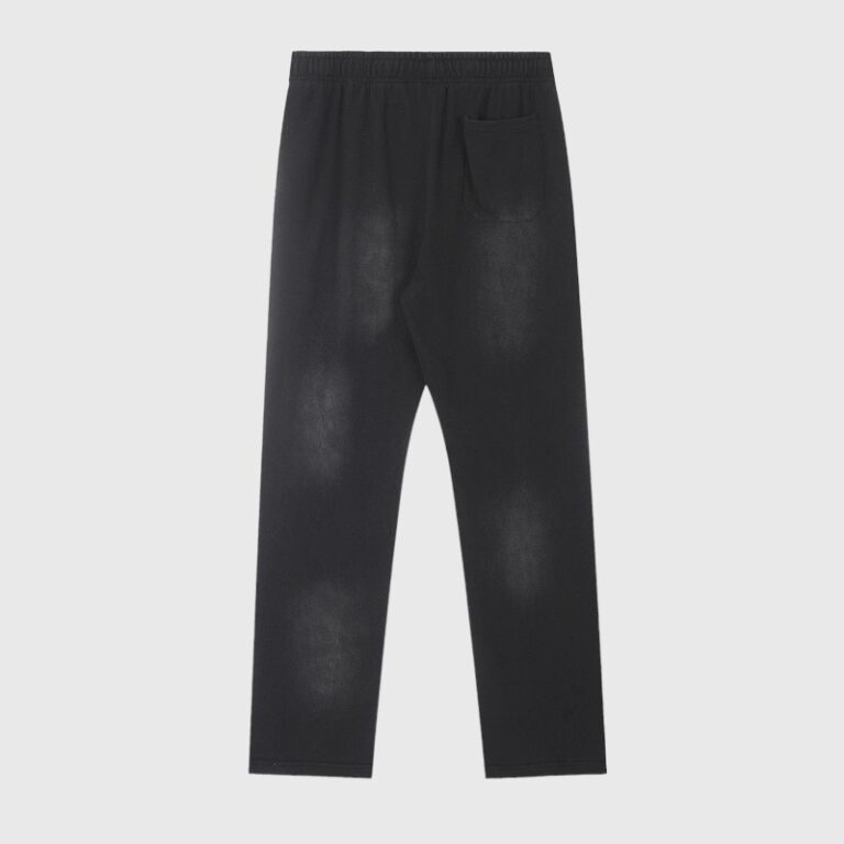 Back view of the Hellstar Sports Jet Black sweatpants featuring heavyweight fleece and a rear patch pocket.