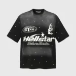 Black Hellstar Starry Sky casual street retro graphic t-shirt featuring a unique cosmic print and premium cotton fit.