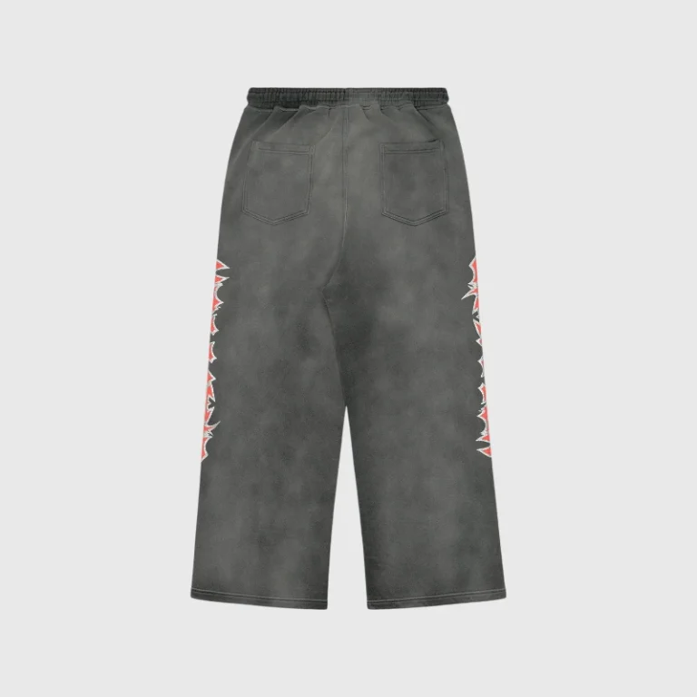 Hellstar Stars Shine Graffiti Sweatpants in dark grey with signature star graphic prints on the side leg panels.