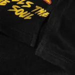 Hellstar Studios black fleece shorts featuring premium heavy-weight cotton and bold yellow custom graphic screen print.
