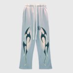 Hellstar flame grey sweatpants featuring aggressive black flame screen print, drawstring waistband and tapered fit