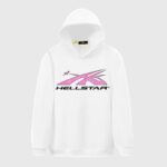 Hellstar Studios Future Hoodie in white, featuring a bold pink graphic print and a relaxed, premium fleece fit.
