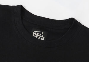 Hellstar Studios Heaven Sounds Like T-Shirt black featuring the official branded neck tag detail on premium fabric.