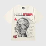 Hellstar Studios Human Development T-Shirt in cream featuring an intricate anatomical head graphic print front design.