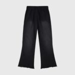 Hellstar Studios Racer Flare Sweatpants in black featuring a premium heavyweight fleece fabric with a vintage wash effect.