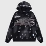Hellstar Studios Records black hoodie featuring bold artistic graphics and logo branding on a comfortable streetwear style.