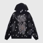 Back view of the black Hellstar Studios Records hoodie featuring a unique graphic print in a premium cotton fabric.