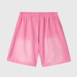 Hellstar Studios Records casual streetwear shorts in a vibrant pink vintage washed finish with a comfortable relaxed fit.