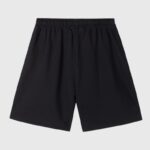 Back view of Hellstar Studios Records black streetwear shorts with an elastic drawstring waist and relaxed fit.
