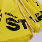 Hellstar Studios Records Star Shorts in yellow featuring a bold screen-printed logo and signature drawstring detail.