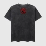 Back view of the vintage washed black Hellstar Studios Records unisex graphic T-shirt with a screen-printed design.