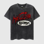 Hellstar Studios Records vintage washed black graphic t-shirt made of 100% cotton with a premium screen print design.