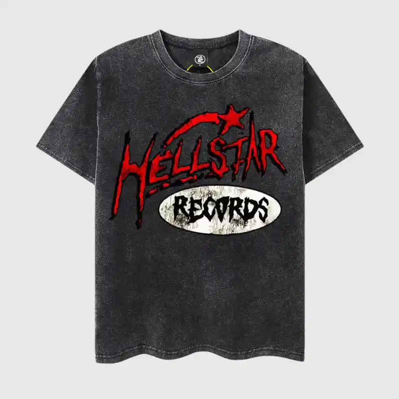 Hellstar Studios Records Vintage Washed T Shirt Hellstar Studios Records vintage washed black graphic t-shirt made of 100% cotton with a premium screen print design.