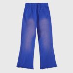 Hellstar Studios Records blue yoga sweatpants with elastic drawstring waist, side patch pocket and washed vintage finish