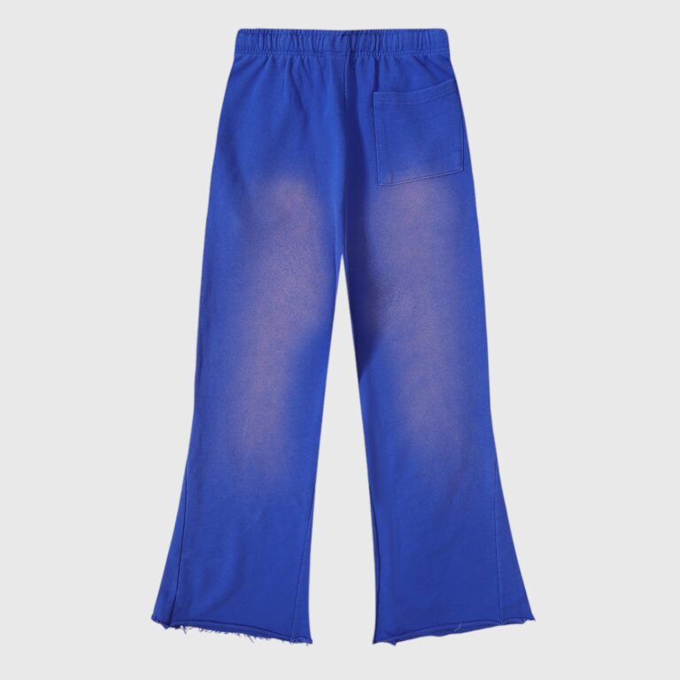 Hellstar Studios Records blue yoga sweatpants with elastic drawstring waist, side patch pocket and washed vintage finish