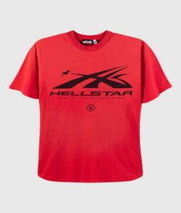 Hellstar Studios short sleeve red graphic t-shirt featuring a black logo design on 100% premium soft cotton fabric.