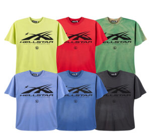 A collection of Hellstar Studios short sleeve t-shirts featuring the Path to Paradise graphic in various colors.