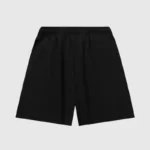 Hellstar Studios black fleece shorts with a vintage washed finish and relaxed streetwear silhouette for men and women.