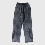 Front view of the premium Hellstar Studios washed grey sweatpants with a vintage aesthetic and star graphics.