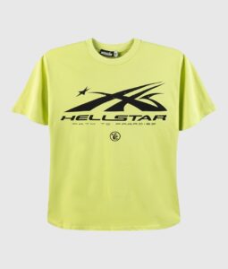 Yellow Hellstar Studios graphic short sleeve t-shirt with a premium cotton crew neck and bold black screen print design.
