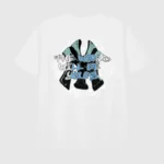 White Hellstar The World Will Be Yours vintage washed cotton unisex t-shirt with a graphic screen print design.