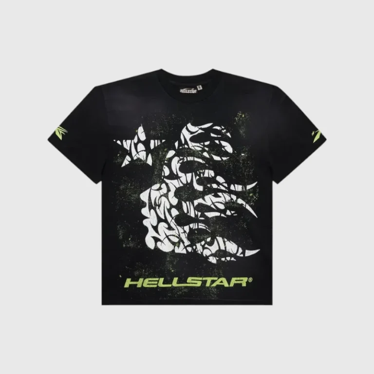 Black Hellstar Thorn Glitter T-Shirt with an oversized fit and signature shimmering graphic design on the front.