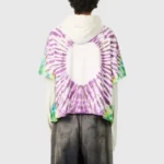 Back view of a Hellstar tie-dye hoodie featuring a unique vibrant artistic design and premium soft cotton fabric.