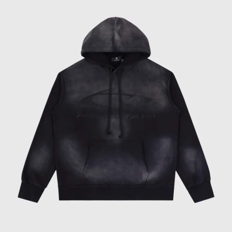 Front view of the Hellstar Uniform black hoodie featuring premium heavyweight fleece and a relaxed streetwear fit.