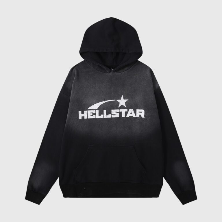 Hellstar Uniform Hoodie in black, featuring a white graphic logo print on the chest, made from premium cotton fabric.
