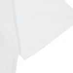 Close-up of Hellstar unisex white T-shirt sleeve and hem showing soft 100% cotton vintage washed fabric and stitching