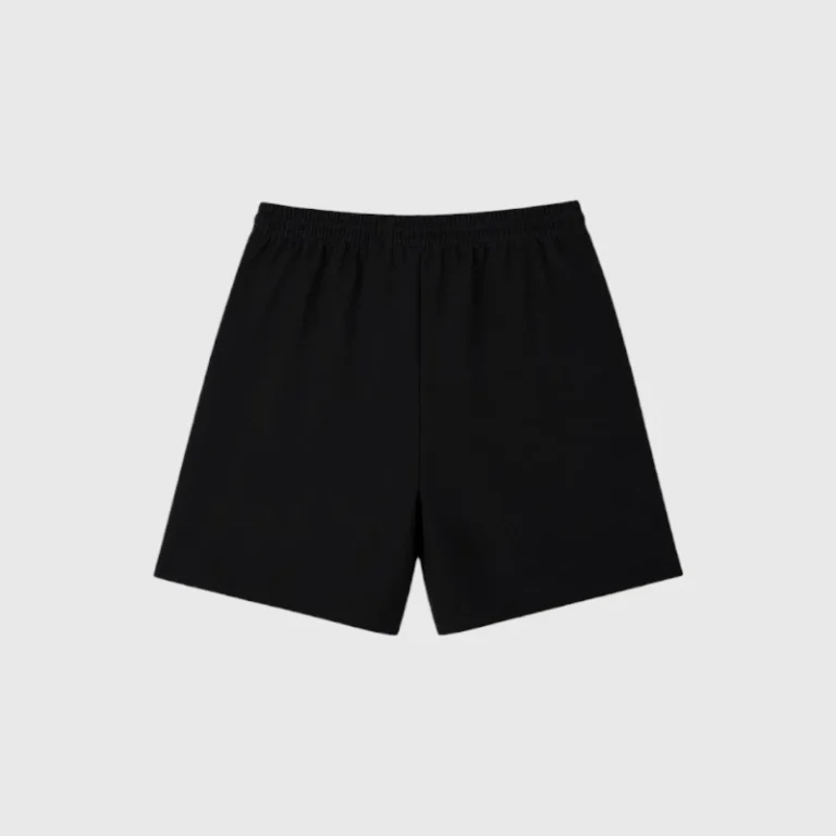 Front view of the Hellstar Vertical Athletic Nylon Shorts in black, featuring a simple and clean design for performance.