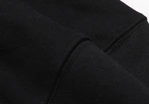 Close-up view of the premium black cotton-polyester fleece fabric used in the Hellstar Victory Capsule 6 Hoodie.