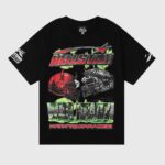 Hellstar War Ready black unisex tee, 100% cotton, vintage-washed screen print featuring helmets and "Path to Paradise"