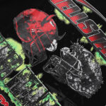 Hellstar War Ready T-Shirt black featuring a detailed graphic screen print of helmets with vintage washed effects