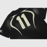 Back view of the black Hellstar Warm Up T-shirt showing the large white number 11 screen print graphic detail.