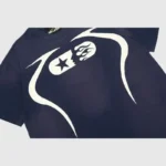Hellstar Warm Up blue unisex t-shirt featuring a unique graphic screen print design on premium vintage washed cotton.